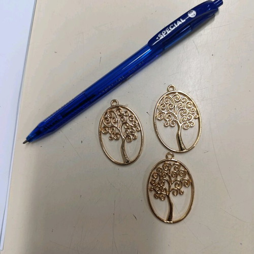 Decorative gold-tone tree pendants, set of 3