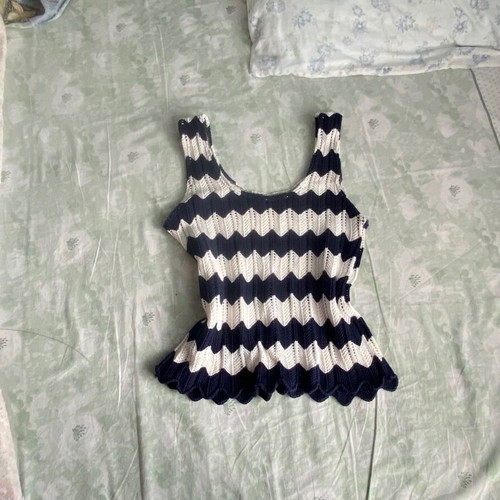 Vintage crochet top 90s Y2K white blue new
