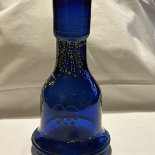 Hookah vase from Ioannina, electric blue with gold designs