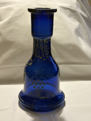 Hookah vase from Ioannina, electric blue with gold designs