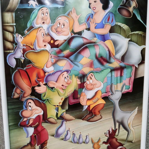 Children's poster in frame like new, vintage 1994, 44x62