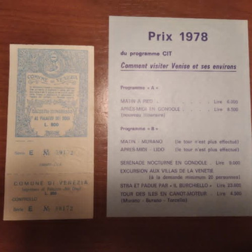Vintage Venice Tourist Guide CIT 1978 in French with Tour Program and Ticket like new