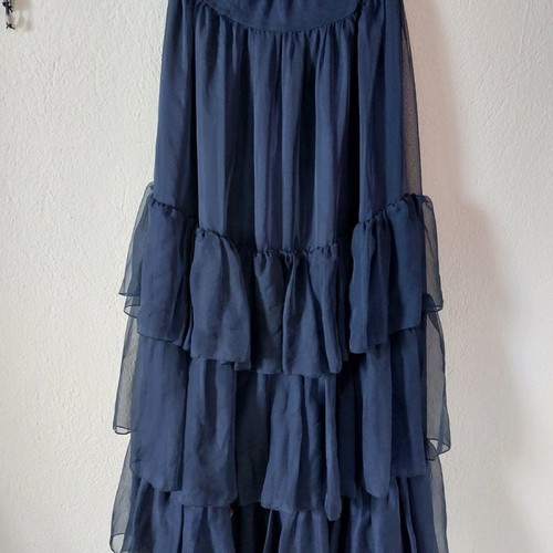 Blue maxi skirt XL used with sheer fabric and satin lining
