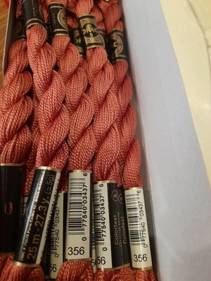 Cotton Perle DMC embroidery thread No 356, new, pack of 14 pieces