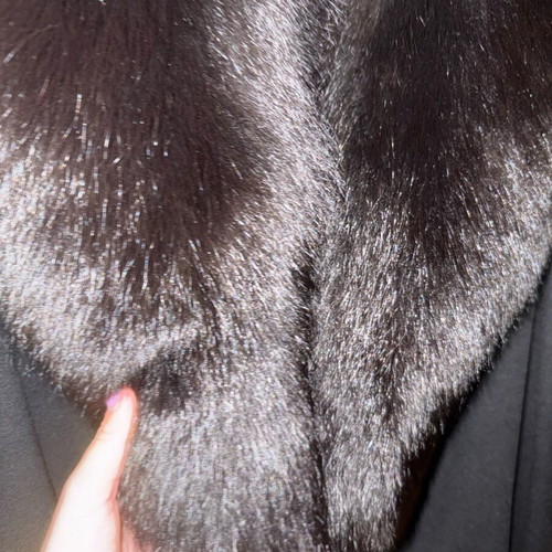 Coat black with genuine mink collar used, size M/L