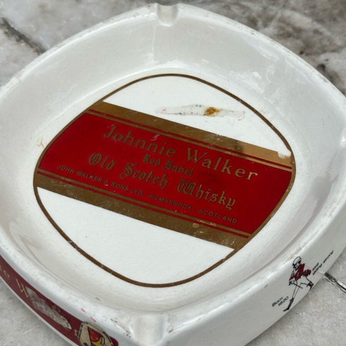 Johnnie Walker Red Label Ceramic Ashtray used, vintage barware