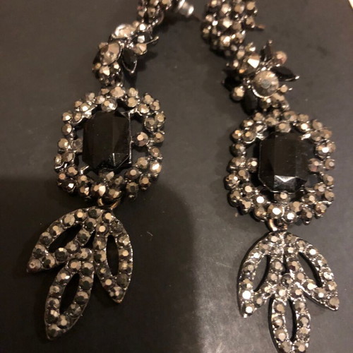 Faux drop earrings with black stones and rhinestones like new