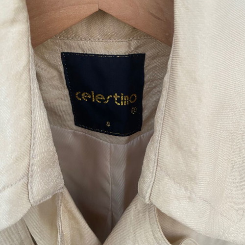 Celestino trench coat used, beige with glitter thread