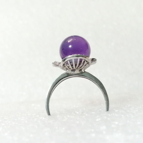 Silver ring 925 with natural amethyst and zircon, new
