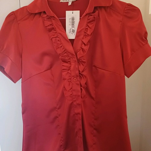 Satin shirt size L new, red, polyester