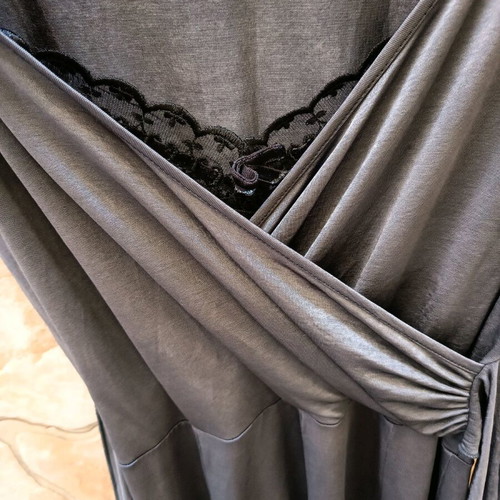 Dress like new one size gray silver with built-in camisole and belt