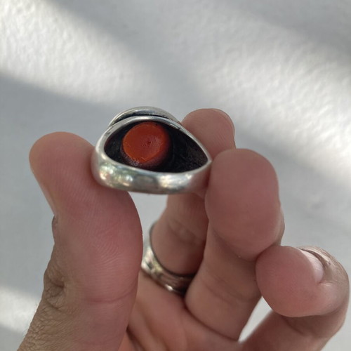 Vintage Atelier handmade 925 silver ring with natural carnelian