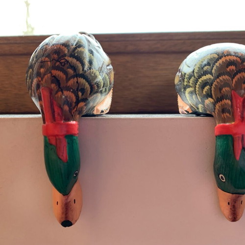 Wooden handmade ducks set of two new