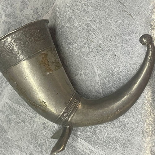Vintage Pewter Drinking Horn used, Scandinavian style from Norway