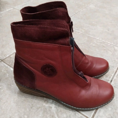 Pyramis leather anatomical ankle boots used, red, size 37