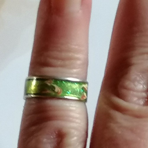 925 Silver Green Foot Ring with Pink, new