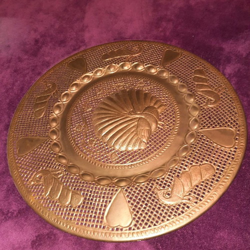 Copper wall plate used, Indian, 51cm diameter