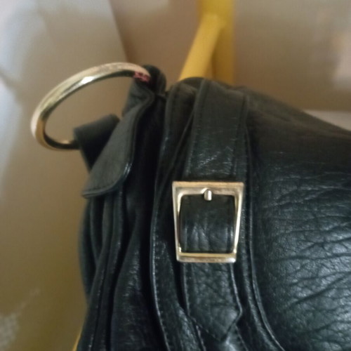 Bulgari women's shoulder bag like new, black leather with gold details