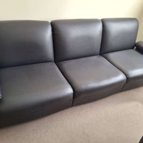 Three-Seater Sofa like new, dark green leatherette