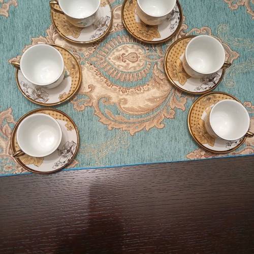 Vintage Japanese Coffee Set New, Satsuma Porcelain with Gold Trim