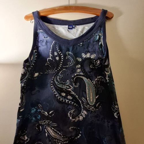 Cecil Cotton Sleeveless Top XXL new, blue multicolor