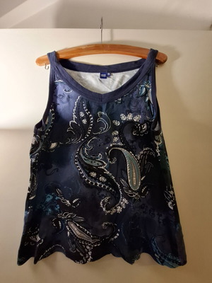 Cecil Cotton Sleeveless Top XXL new, blue multicolor