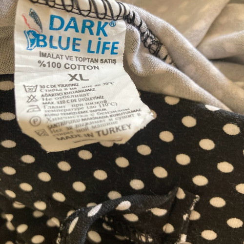 Pants dark blue with polka dots, wide elastic waist like new