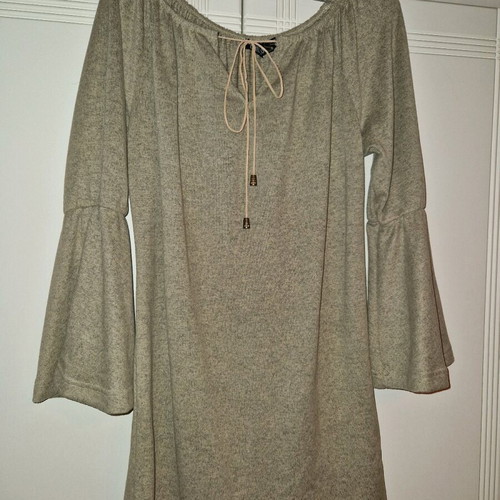 Benissimo mini dress like new, beige, long-sleeve with bell sleeves