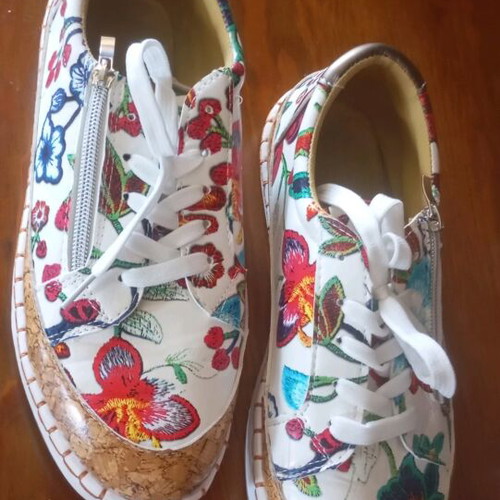 Women's floral shoes with laces and zipper like new, size 41, multicolor