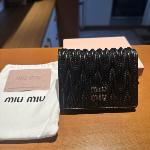 Miu Miu leather wallet new, black, with box