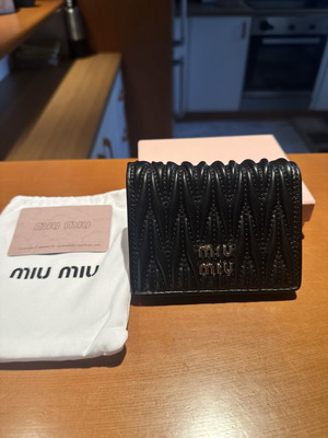 Miu Miu leather wallet new, black, with box