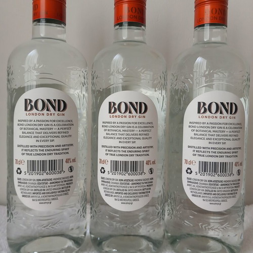 Bond gin 3 bottles 700ml 40% new