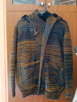 Roy Garage men's cardigan used XL with detachable hood and fur lining