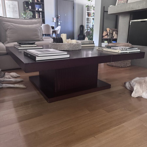 Handmade oak coffee table, dark brown, 1.10x1.10 m