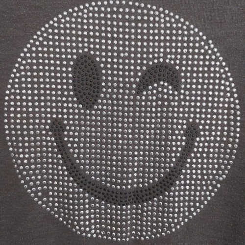 Grey blouse with smiley design used, size M