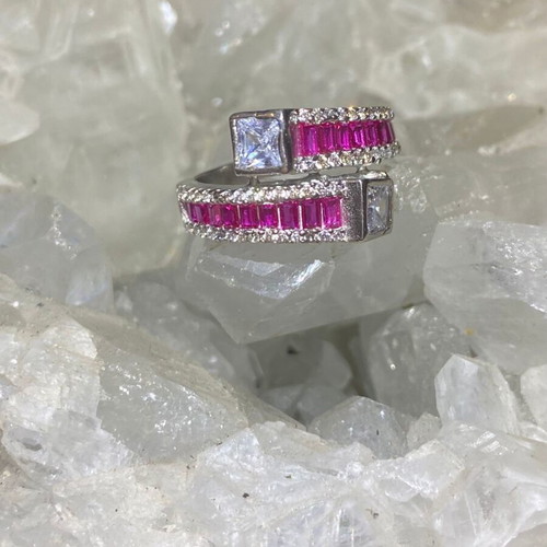 Silver Ring with Natural Ruby and Topaz new