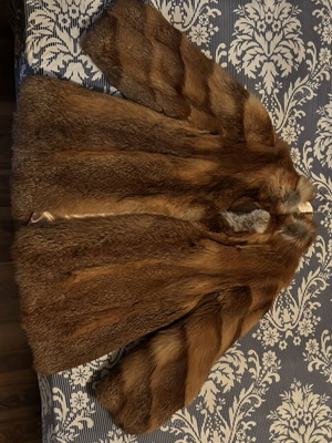 Custom fox fur jacket and custom colorful patchwork fur