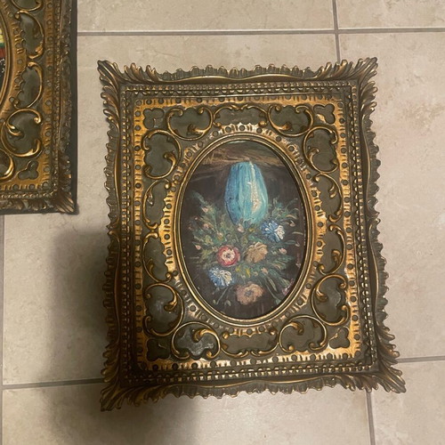 Handmade art plaques used, set of two