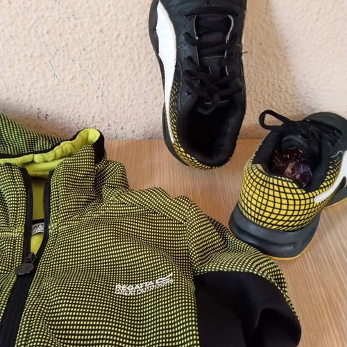 Regatta athletic jacket used for 6-year-old boy, black and green