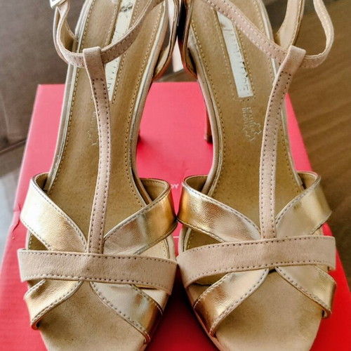 Mariamare Rose Gold & Nude Heeled Sandals size 40 like new