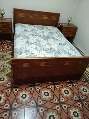 Double Bed used without mattress with two bedside tables