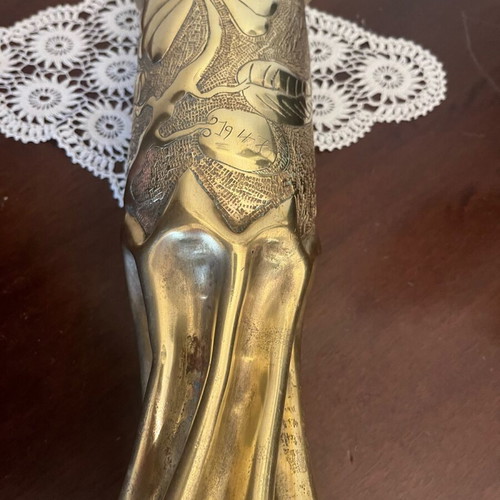 Artillery shell used decorative vase brass from World War II