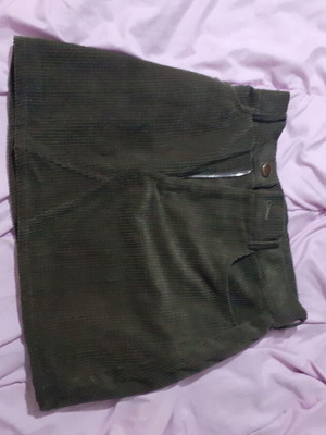 Mini corduroy skirt new in khaki with zipper and button, size S