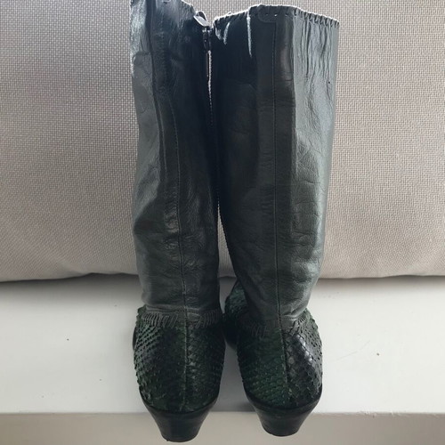 Green leather boots used, size 36.5