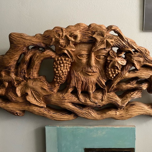Dionysus woodcarving new, linden, replica from Tinos fountain
