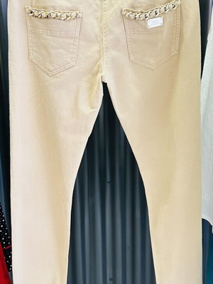 Elisabetta Franchi jeans σαν καινούργιο, μπεζ με χρυσές λεπτομέρειες