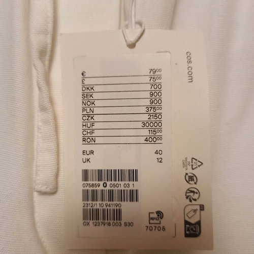 COS N40 White Wide Trousers New