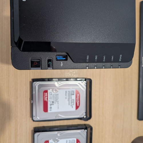 Synology NAS DS220+ with 2x2TB WD Red drives and 6GB RAM like new