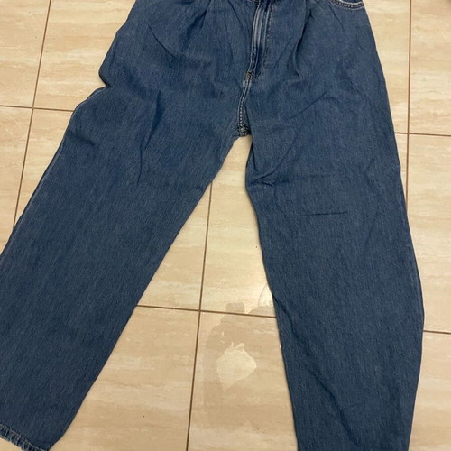 Baggy jeans Bershka used, straight fit with pleats, size XL