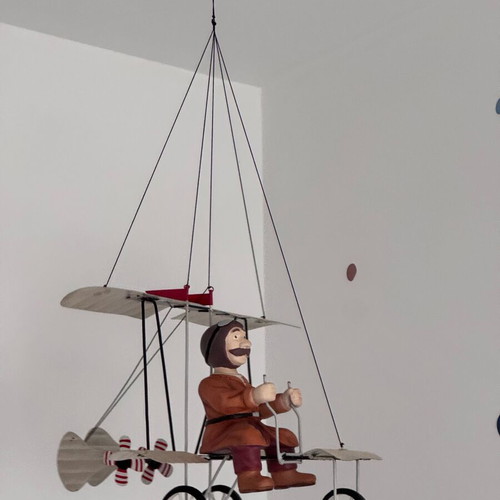Vintage hanging decorative airplane with pilot like new